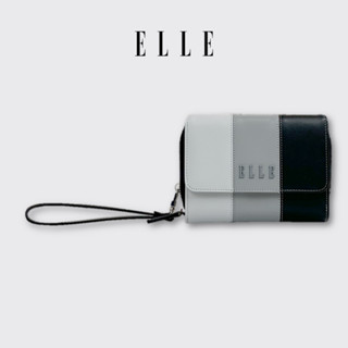 ELLE BAG I COLLECTION GRADIENT กระเป๋าสตางค์พับสั้น ซิบรอบ หนังแท้ มีช่องใส่การ์ดและเหรียญในใบเดียวกัน สีดำ I EWW152