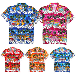 เสื้อสงกรานต์ลายดอก 6สี L เสื้อเชิ้ตฮาวาย เสื้อลายดอก เสื้อสงกรานต์ Hawaiian Shirt HW285