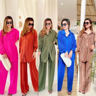 Pleat set ชุดเซ็ต 2 ชิ้น เซทอัดพลีทสีสด ใส่สบาย