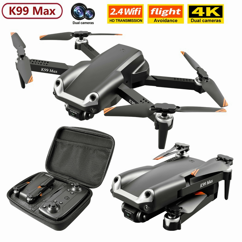 【พร้อมส่งในไทย】K99Max โดรนบังคับติดกล้อง โดรน โดรนแบบพับได้ HD 8Kเลนส์คู่ Drone GPS ถ่ายภาพทางอากาศ 4 แกน RC Aircraft
