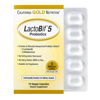 โพรไบโอติก California Gold Nutrition, LactoBif 5 Probiotics, 5 Billion CFU, 10 Veggie Capsules