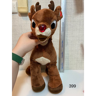 กวาง Rudolph build a bear ใส่ถ่าน กดหู จมูกมีไฟ ของแท้ สภาพ94%