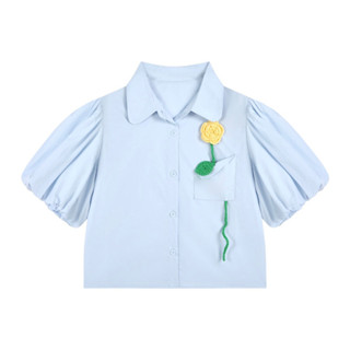 [𝗣𝗥𝗘-𝗢𝗥𝗗𝗘𝗥] 🌼Lily shirt เสื้อเชิ้ตปักดอกไม้ไหมพรม