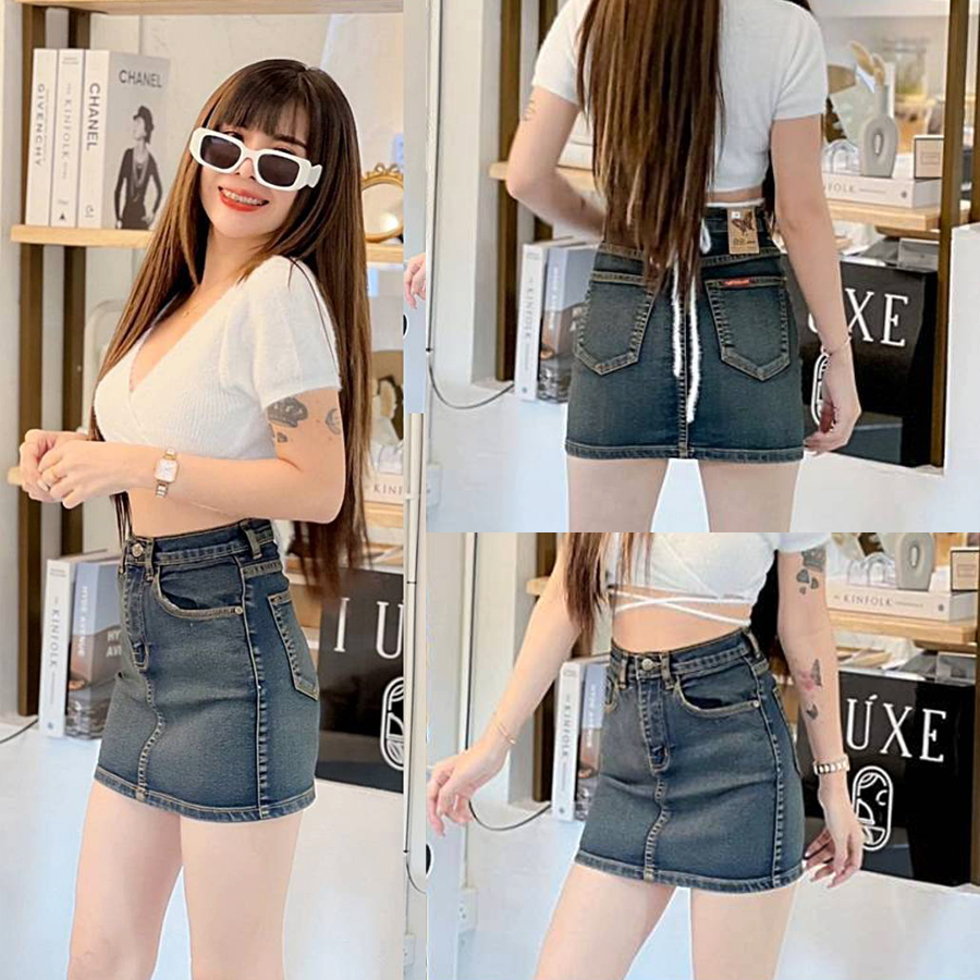 🔔กระโปรงยีนส์เอวสูง สกินนี่ ทรงสวย เป๊ะเวอร์ 💕