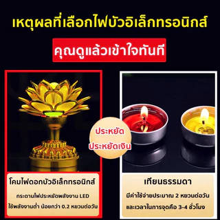 โคมไฟดอกบัว เชิงเทียนดอกบัว LED แบบใส่ถ่าน หรือ เสียบปลั๊ก เพลงพุทธ 21 เพลง เชิงเทียนไฟฟ้า ดอกบัวไฟฟ้า Lotus lamp