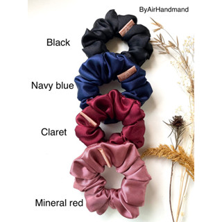 ยางมัดผมถนอมเส้นผม  SCRUNCHIES size•M 4" Smooth Satin black size L 5.5"