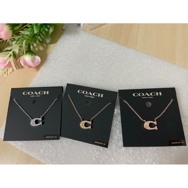 Coach Pave Signature Necklace สร้อยคอ Coach แท้