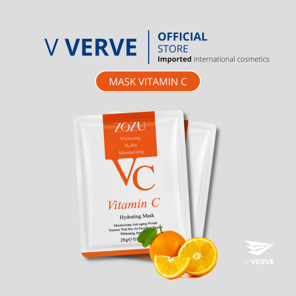 Verve - แผ่นมาส์กหน้า ZOZU VC มาร์ควิตามินซีเข้มข้น มาส์กวิตามินซี Mask Vitamin C เห็นผลทันทีหลังใช้มาร์คหน้า