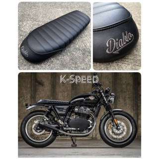 เบาะแต่ง Diablo V1 ทรง Brat Style ท้ายปักตัวหนังสือ Diablo For Royal Enfield Intersepter650 &amp; GT650