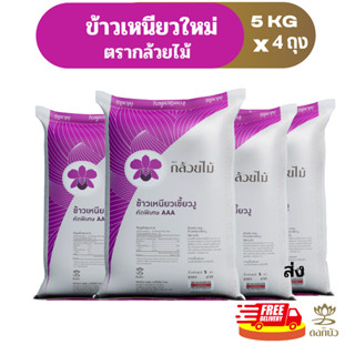 (ส่งฟรี) ข้าวเหนียวใหม่ ตรากล้วยไม้ 5 กก.Pack 4 ถุง