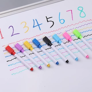 8สี ปากกาไวท์บอร์ด ฝาแม่เหล็ก+หัวแปรงลบ