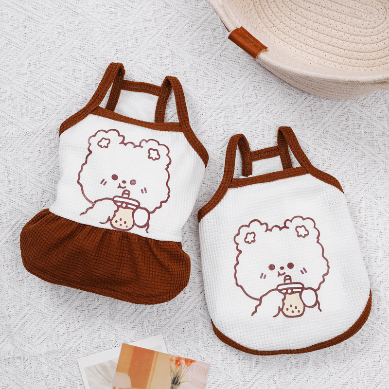💥พร้อมส่ง💥D51 เสื้อสายเดี่ยว ลายหมีกินชานม