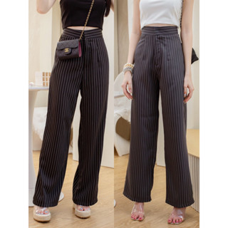 Dewishes 🤍🖤 Stripe Long Trousers กางเกงขายาวเอวสูง กระบอกตรง ลายริ้ว