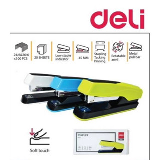 เครื่องเย็บกระดาษ deli 0427 เย็บกระดาษได้ 20 แผ่น (1 เครื่อง) *คละสี