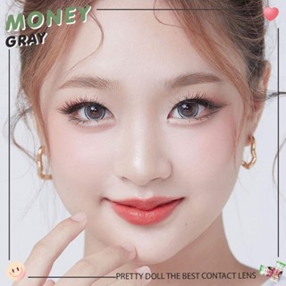 คอนแทคเลนส์ รุ่น Money ยี่ห้อ Pretty doll ตาโต มีสี เทา ตาล สายตาปกติ