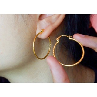 B.Bต่างหูห่วงเกลียว.ต่างหูชุบ18k (ขนาด30mm)