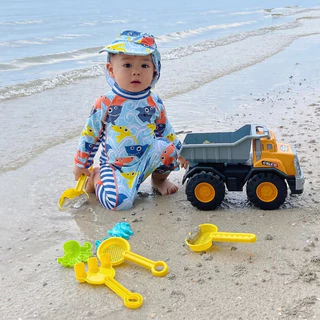 Babyhip ชุดว่ายน้ำเด็ก ชุดว่ายน้ำเด็กกันแดด ชุดว่ายน้ำกันยูวี UPF 50 ชุดว่ายน้ำพร้อมหมวก Baby swimming suit