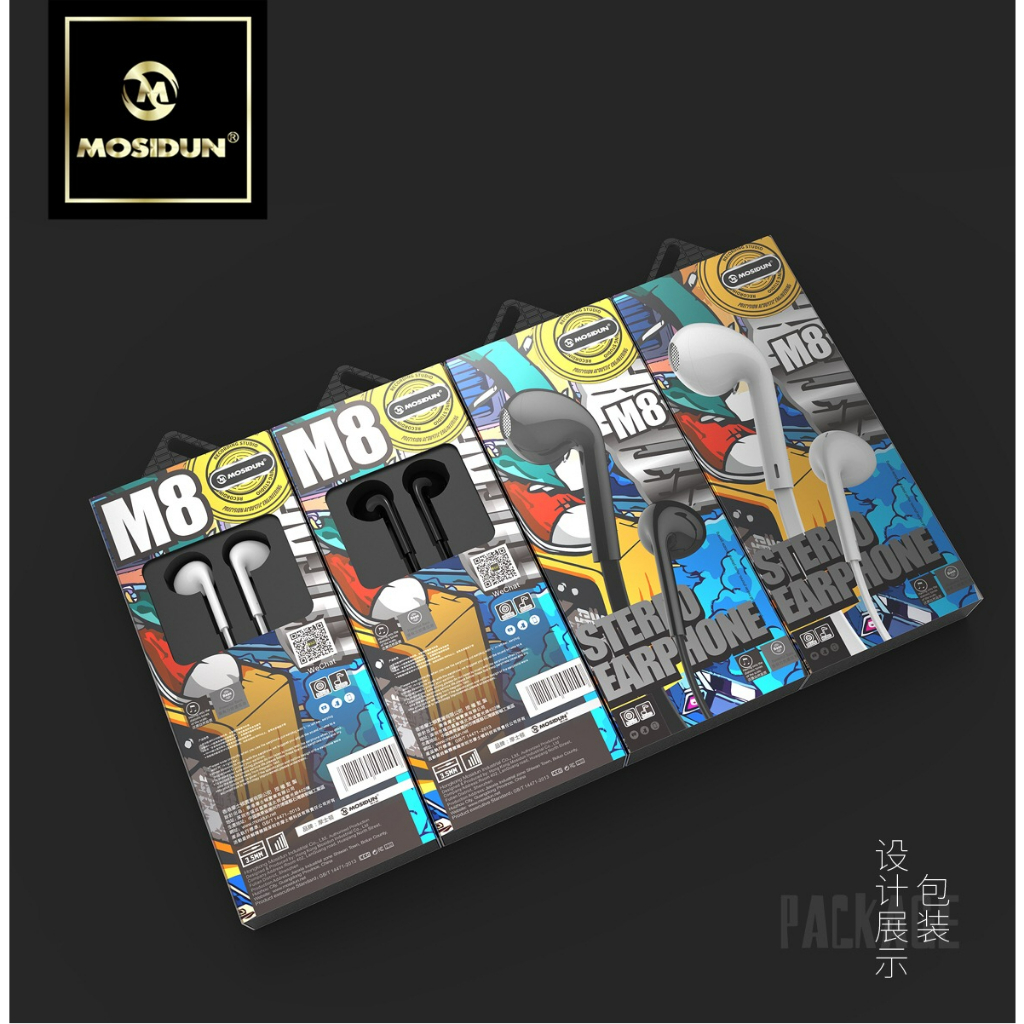 Mosidun หูฟังสำหลับไอโฟนสมอลทอร์ค หูฟังแอนดรอยแจ๊คกลม 3.5มม Stereo Eraphone M8 รองรับ iOS และ Android