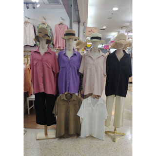 สินค้าเข้าใหม่ New Chic Shirt เสื้อเชิ้ตคอปก แขนสั้น ผ้า Dobby อก 50 สีสวยมาก เข้าชุดง่าย ใส่ปล่อยก็สวย #เชิ้ตสาวอวบ