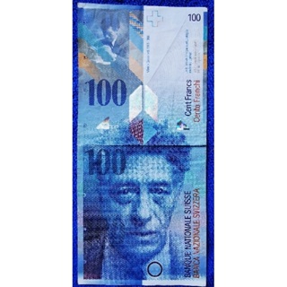 แบงก์​สวิทเซอร์​แลนด์​ Switzerland, 100 Francs, (รุ่น​เก่า), ใช้แล้ว, B821E