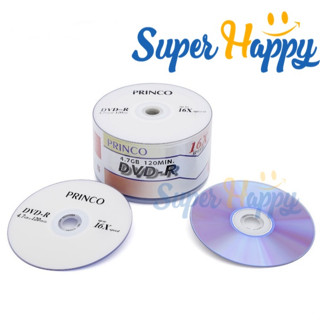 แผ่นดีวีดี DVD-R​ (1 หลอด 50 แผ่น) PRINCO​ 4.7GB​ 120MIN💿 ขนาดความจุ 4.7 GB บันทึก VDO 120 นาที ต่อแผ่น