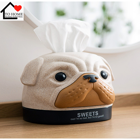 Tissue Holders 99 บาท พร้อมส่ง กล่องเก็บทิชชู่การ์ตูน Bobby เฟรนช์บูลดอก สุดน่ารัก  (French bulldog) Home & Living