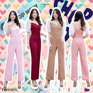 👗Pfashion [ส่งไว!!🚛] P11571 Jumpsuit จั้มสูทแขนตาข่ายมุกขายาว Jumpsuit Long Sleeve Mesh Jumpsuit