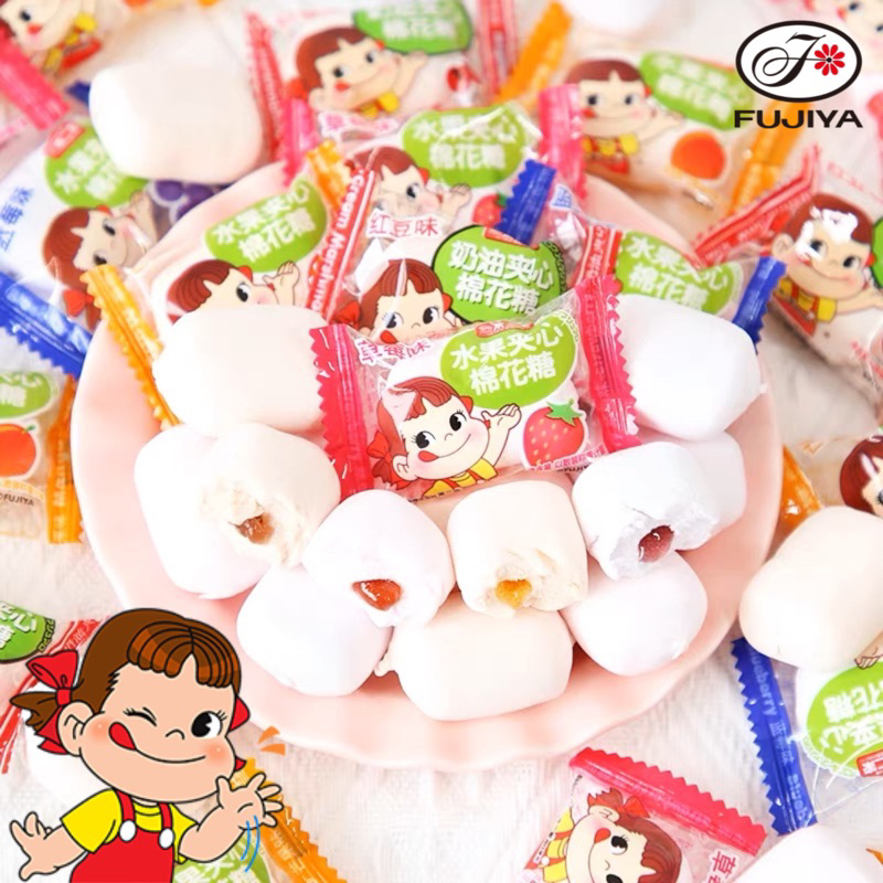 ใหม่! มาร์ชเมลโล่สอดไส้ Fujiya🇯🇵 มาร์ชเมลโล่สอดไส้ผลไม้ ขนมญี่ปุ่น 1ชิ้น/5.5g