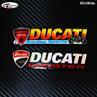 สติ๊กเกอร์ สะท้อนแสง วิบวับ แต่งรถจักรยานยนต์ DUCATI รถแข่ง ขนาด 3.5 x 13 cm.