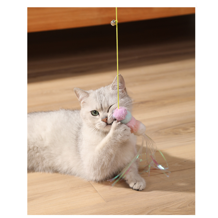 Ming ของเล่นแมวยืดได้ ไม้ตกแมวแบบแขวน  ไม้ล่อแมวสปริง สุ่มลาย พร้อมส่ง - รูปที่ 5