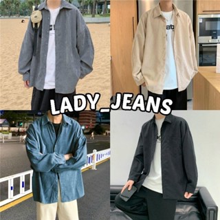 LADY_JEANA#02(ใส่โค้ด LADYJS6 ลด 30.-)เสื้อเชิ้ตผู้ชาย ผ้าลูกฟูก คอปก ทรงสวย สไตล์เกาหลี พร้อมส่ง