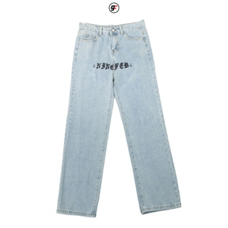 9FEB AU002 ลาย NINEFEB mid logo jeans แถมฟรีถุงผ้า ninefeb