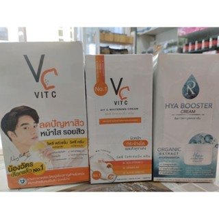 (ขายยกกล่อง)VIT C รัชชาเซรั่ม+ครีม=6คู่48กรัม/ครีมวิตซี=10ซอง7g/ไฮยาบูสเตอร์ครีม=10ซอง7g