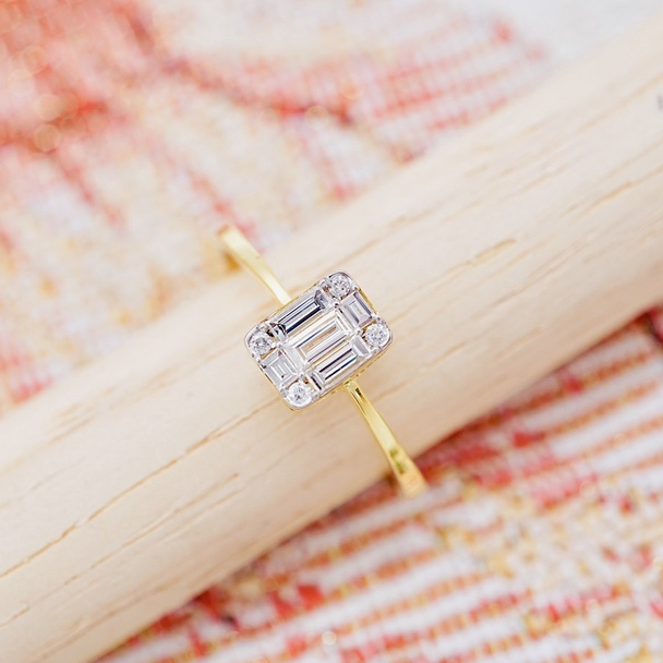[PCPY Jewelry] แหวนเพชรแท้ 💎 เพชรเบลเยี่ยมคัต น้ำ100  ทองคำแท้9K (ทอง37.5%) [9KPRB200]