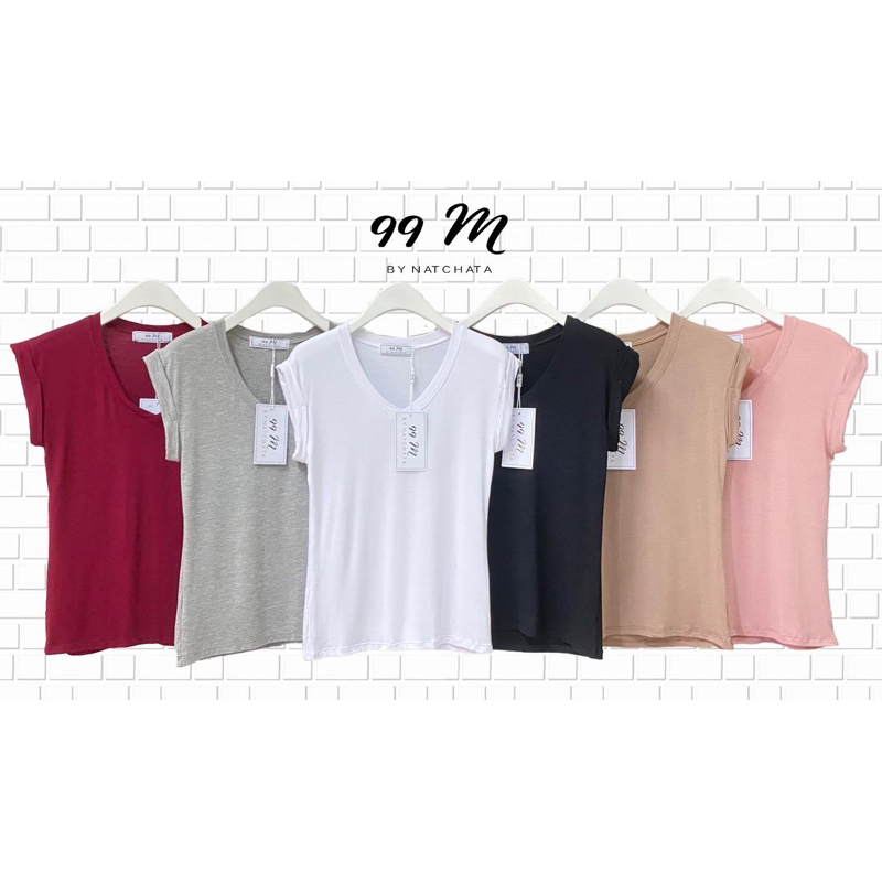 ผ้าเรย่อน คอวีแขนพับ เสื้อเรย่อนสีพื้น ผ้านิ่ม ใส่สบาย