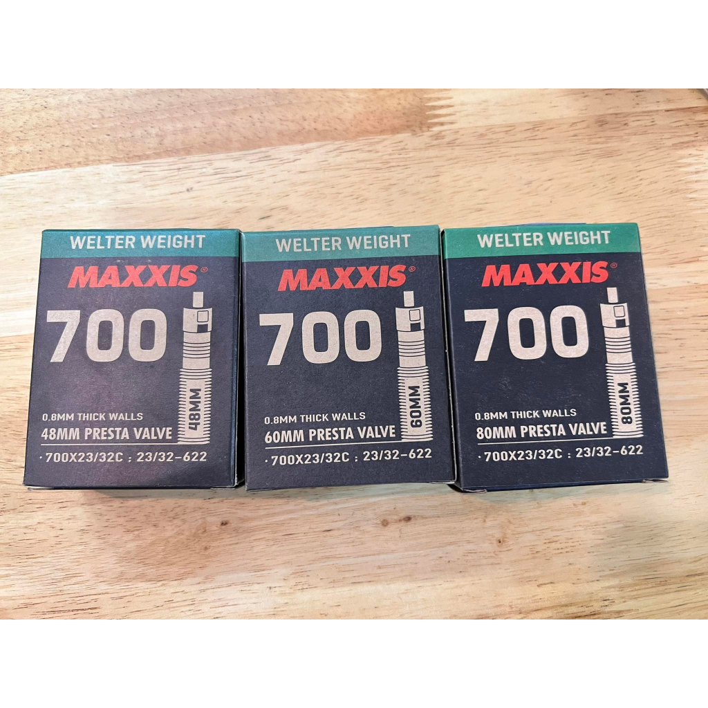 ยางใน จักรยานเสือหมอบ maxxis 700x18/25C 700x23/32C หัวเล็กยาว 48/60/80mm