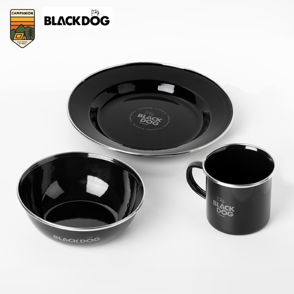 BLACK DOG​ จาน ชาม แก้ว เคลือบอีนาเมล สีดำ