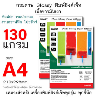 กระดาษอิงค์เจ็ทพิมพ์ภาพถ่ายโฟโต้ เนื้อขาวมันเงา ขนาด A4 หนา 130 แกรม (Inkjet Photo Glossy Paper A4 130gms)