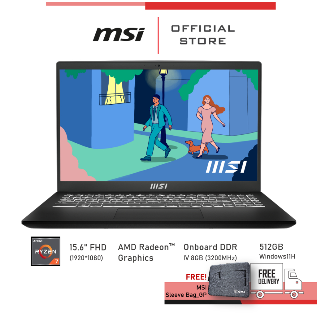 MSI Notebook (โน้ตบุ๊ค) Modern 15 B7M-054TH (AMD Radeon™ Graphics, Ryzen7)