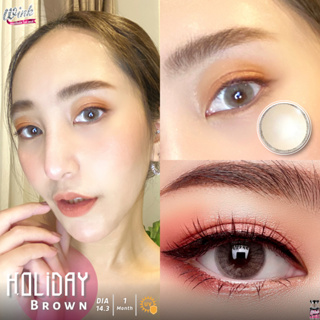 ร้านเลนส์สวยคอนแทค Wink Wow รุ่น Holidayสี เทา /สีน้ำตาล แฟชั่นไม่มีค่าสายตา มีอย.รุ่นขายดี นำเข้าจากเกาหลี