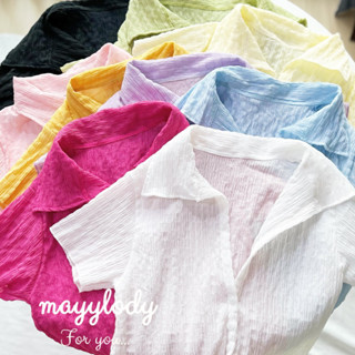 💓mayylody💓 Colorful Tops เสื้อครอปแขนสั้น ปลายชายแหลม สไตล์ y2k สวยเกินต้านมาก🔥🔥🔥 เสื้อy2k เสื้อฮาวาย เสื้อไปทะเล