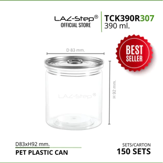 LAZ-Step กระป๋องพลาสติกฝาดึง PET CANS TCK390R307 ขนาด 390 ml. บรรจุลังละ 150 ชุด ต้องปิดด้วยเครื่องปิดฝากระป๋อง
