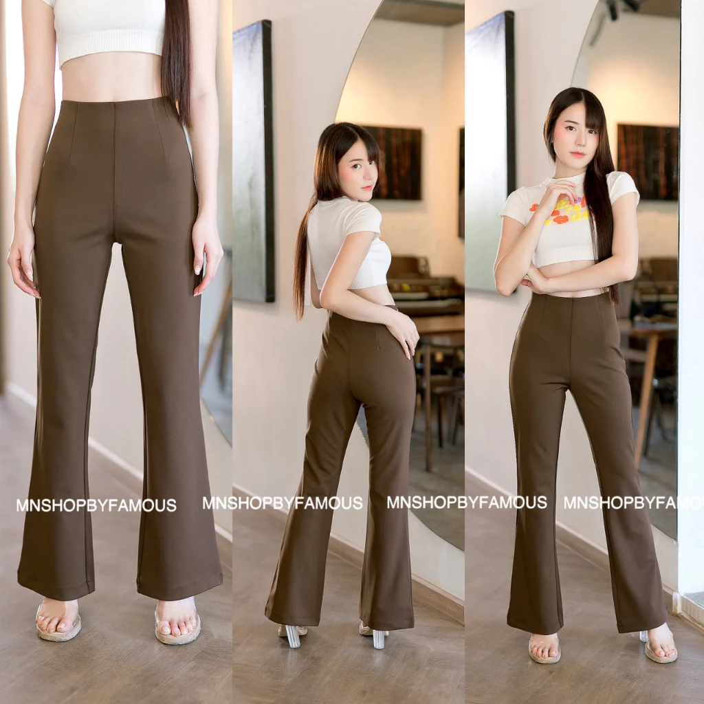 🍒ขาม้ารุ่นHR🍒กางเกงผ้าโรเซฟ-ขาม้า-เอวสูงซิปข้างไซส์S-2XL thumbnail 3