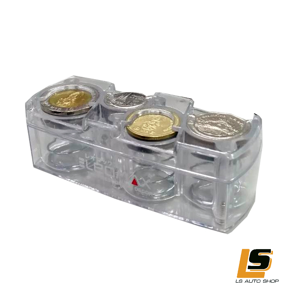 LEOMAX กล่องเก็บเหรียญสปริง รุ่น PLUS 2 Model CH-6511 ใช้แต่งรถ หรือ พกพาได้ สีใส