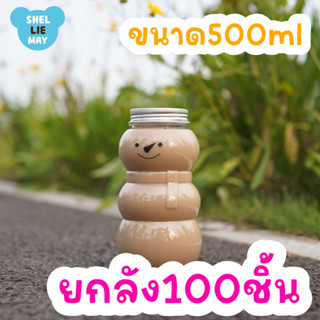 ขวดพลาสติกใสPET&gt;ทรงตุ๊กตาหิมะ&amp;ฝาปิดอลูมิเนียม สำหรับใส่เครื่องดื่มทุกชนิด ชานม กาแฟ