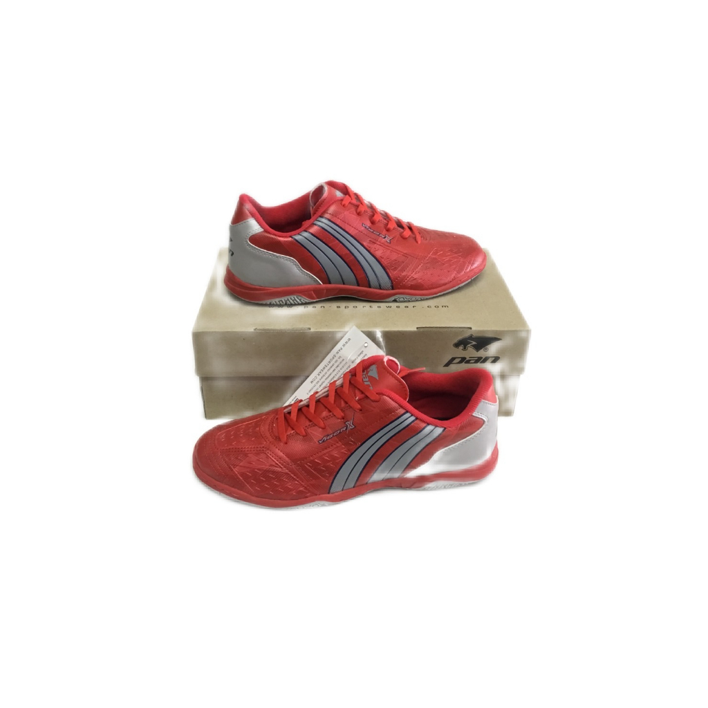 รองเท้าฟุตซอล PAN แดง/เงิน รองเท้าฟุตซอลเด็ก/ผู้ใหญ่ ไซส์32-45 (S.93)