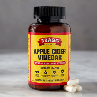 Bragg Apple Cider Vinegar Capsules 90 เม็ด  เสริมภูมิคุ้มกัน ทานง่าย ได้ประโยชน์จากแอปเปิ้ลไซเดอร์เต็มๆ