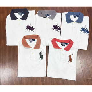 Polo Ralph Lauren Short sleeves, white with color collar,Big Pony เสื้อโปโลเชิ้ตผู้ชาย โปโล ราล์ฟ ลอเรน สีขาว คอปกสี