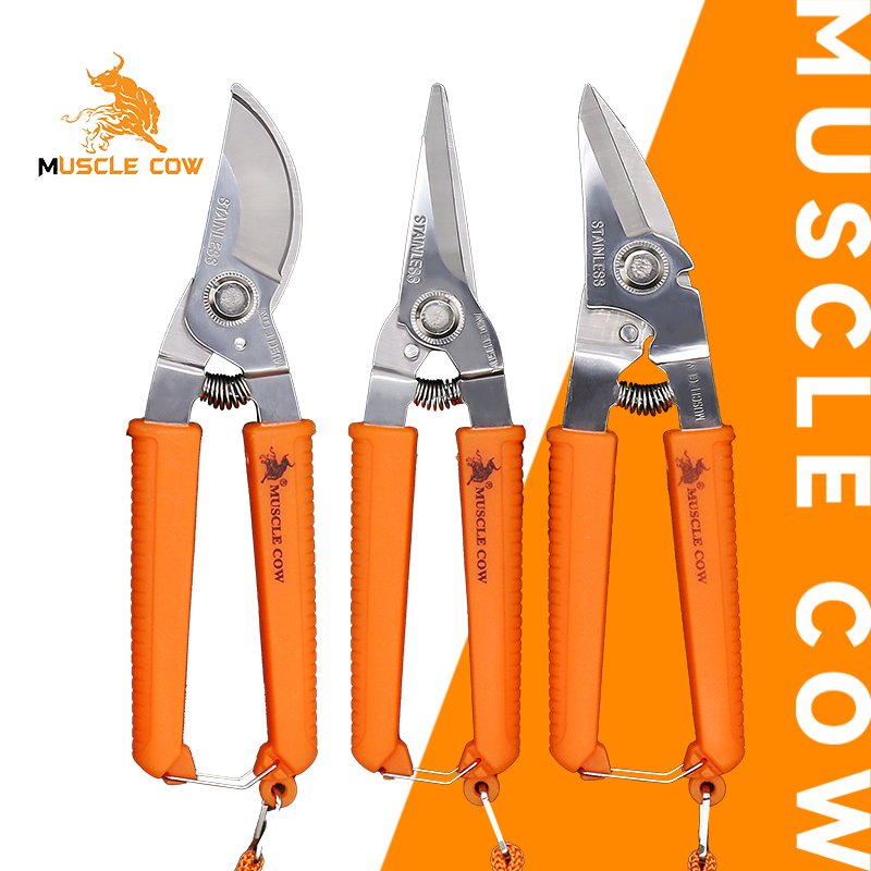MUSCLE COW กรรไกร กรรไกรอเนกประสงค์ 8 นิ้ว กรรไกรตัดโลหะ สแตนเลส ตัดซีลาย ตัดสังกะสี ตัดแผ่นมิเนียม กรรไกรตัดกิ่งไม้