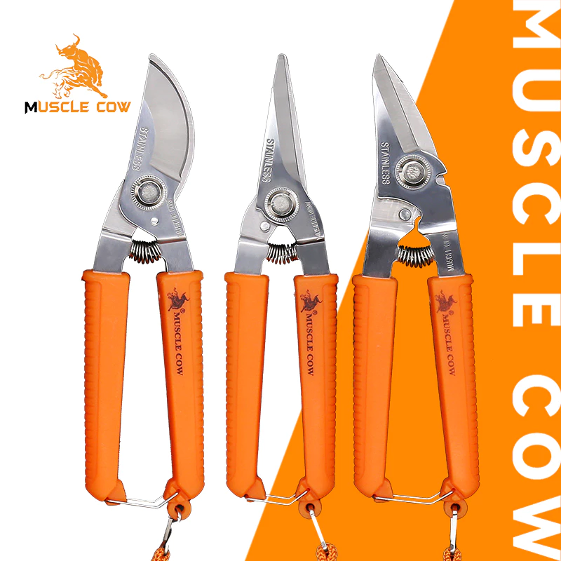 MUSCLE COW กรรไกร กรรไกรอเนกประสงค์ 8 นิ้ว กรรไกรตัดโลหะ สแตนเลส ตัดซีลาย ตัดสังกะสี ตัดแผ่นมิเนียม กรรไกรตัดกิ่งไม้